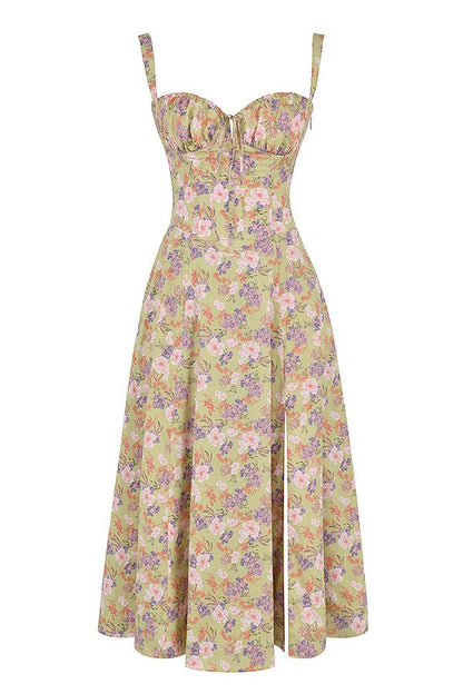 Blomstret Chic Korset Sommer Midi Kjole