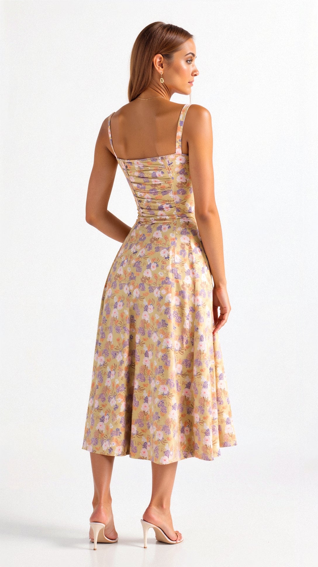 Blomstret Chic Korset Sommer Midi Kjole