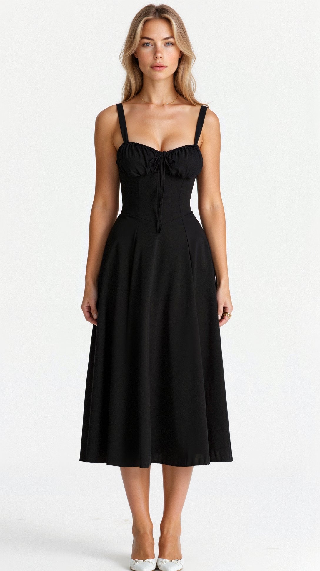 Blomstret Chic Korset Sommer Midi Kjole