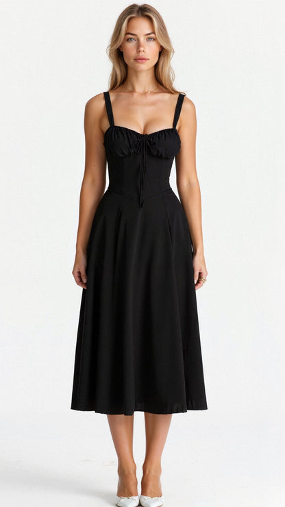 Blomstret Chic Korset Sommer Midi Kjole