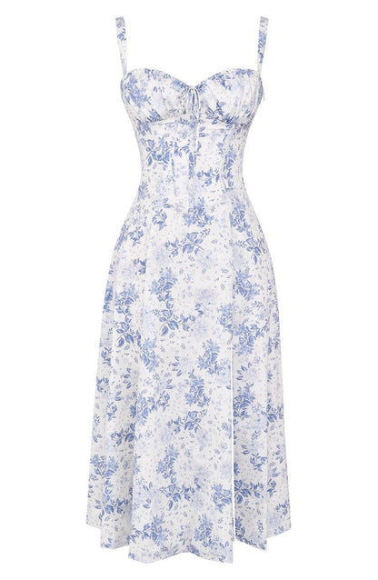 Blomstret Chic Korset Sommer Midi Kjole