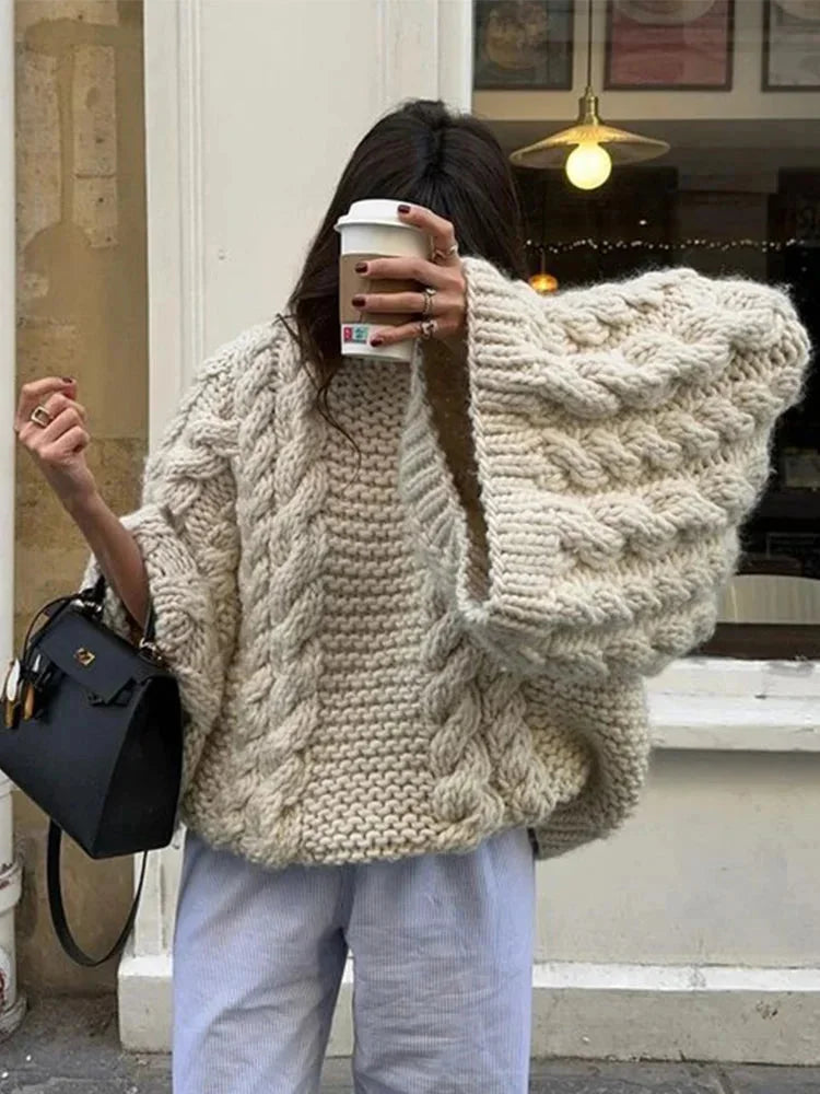 Sara | Blød Oversize Strikbluse Med Vide Ærmer Til Hverdag