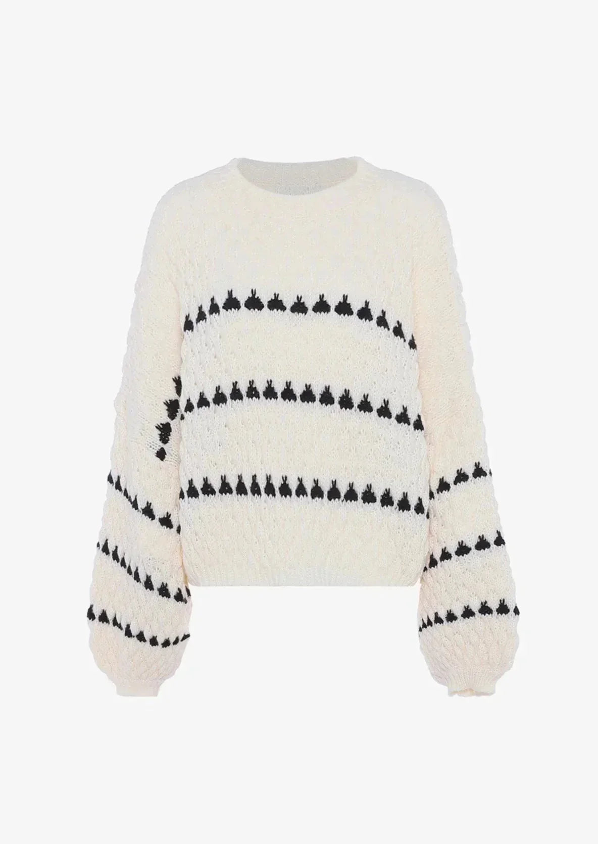 Maja | Blød Struktureret Strikbluse Med Geometrisk Print