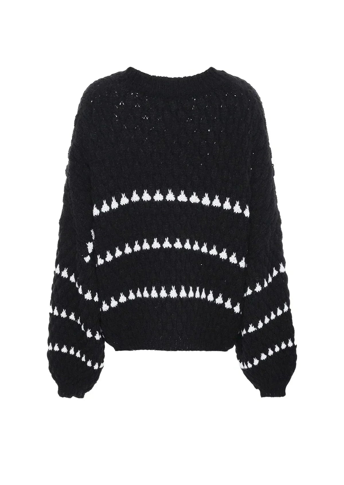 Maja | Blød Struktureret Strikbluse Med Geometrisk Print