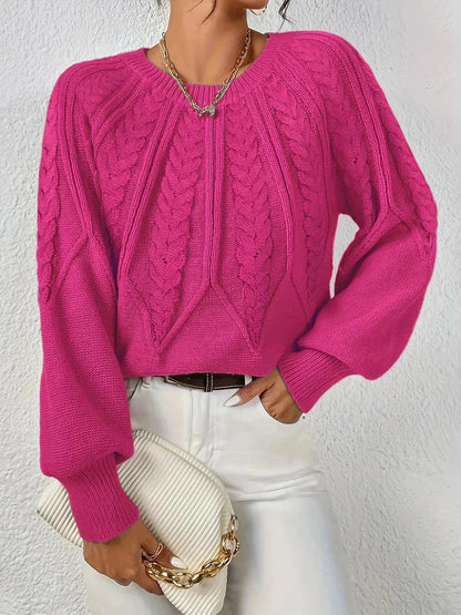 Caroline | Blød Kabelstrikket Sweater Med Lange Ærmer Til Efterår