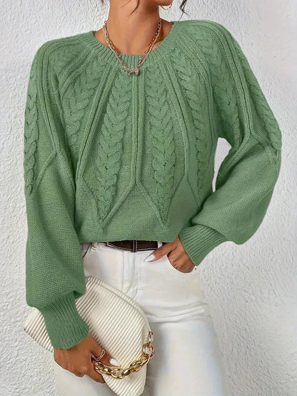 Caroline | Blød Kabelstrikket Sweater Med Lange Ærmer Til Efterår