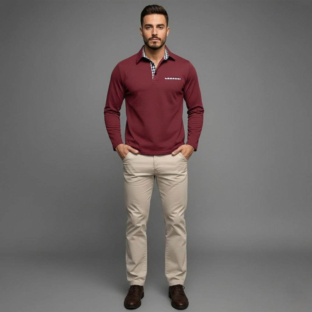 Herre Moderne Komfortabel Stilfuld langærmede vinterpolo-shirt