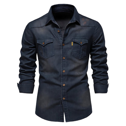 Moderne Elegant Casual Stilfuld Denimskjorte
