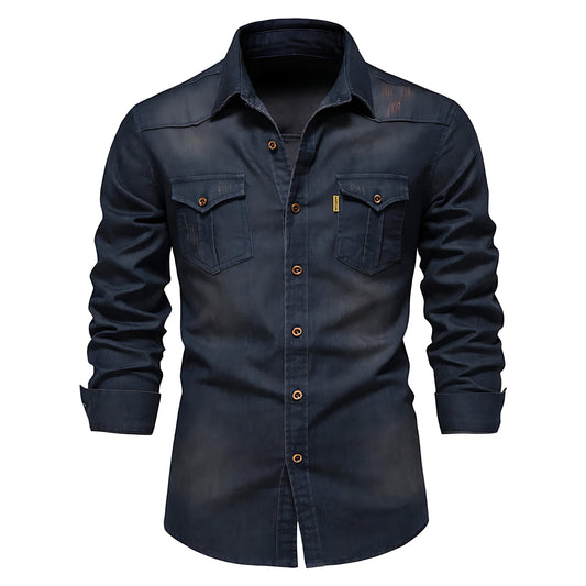Moderne Elegant Casual Stilfuld Denimskjorte