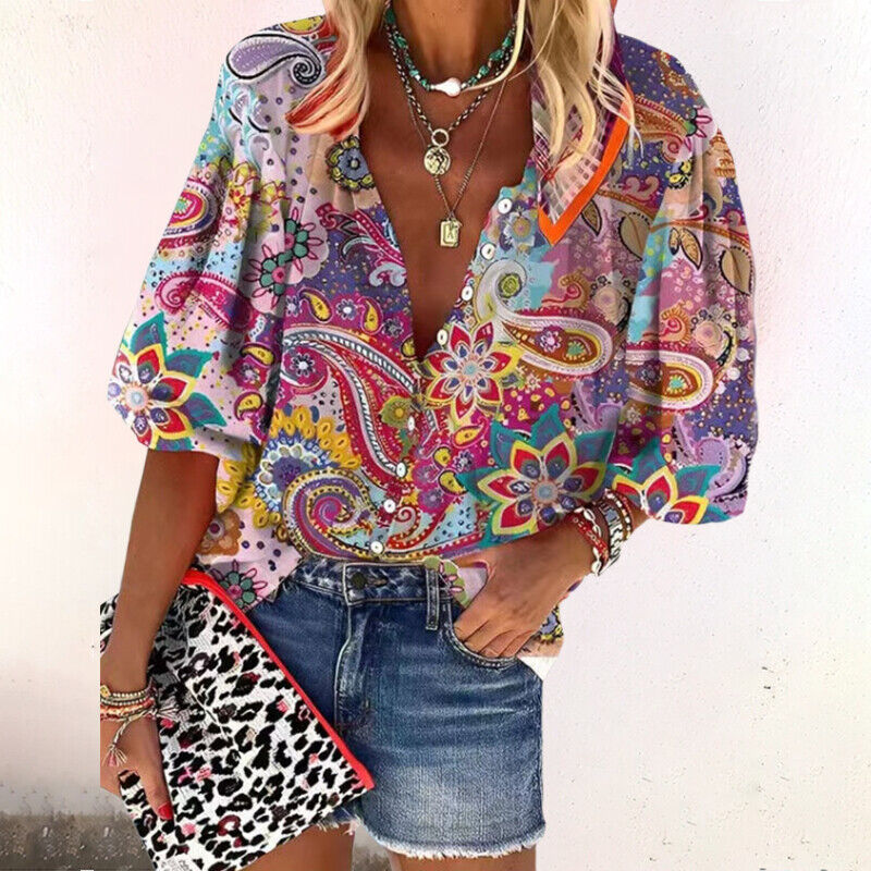 Moderne Elegant Stilfuld Blomstret Bluse