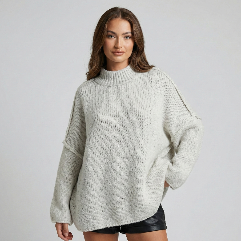 Louise | Blød Løs Sweater Med Rullekrave Til Hverdag