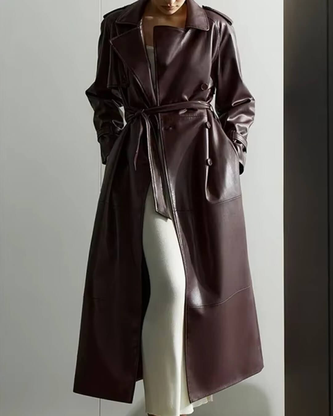 Dame Stilfuld Lang Vinter Maxi Trenchcoat