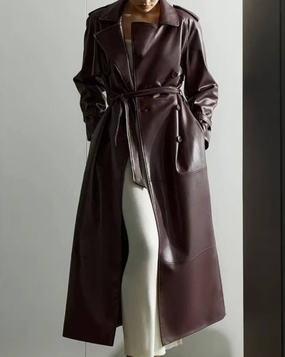 Dame Stilfuld Lang Vinter Maxi Trenchcoat