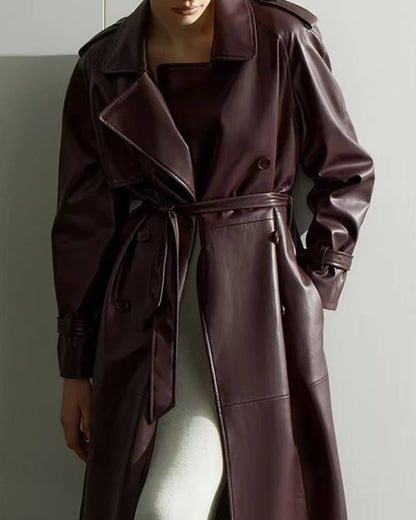Dame Stilfuld Lang Vinter Maxi Trenchcoat