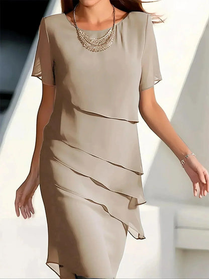Moderne Dame Elegant Lagdelt Sommerkjole