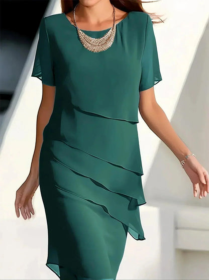 Moderne Dame Elegant Lagdelt Sommerkjole