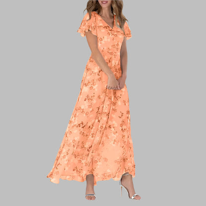 Abigail - Let maxikjole med blomsterprint og V-hals