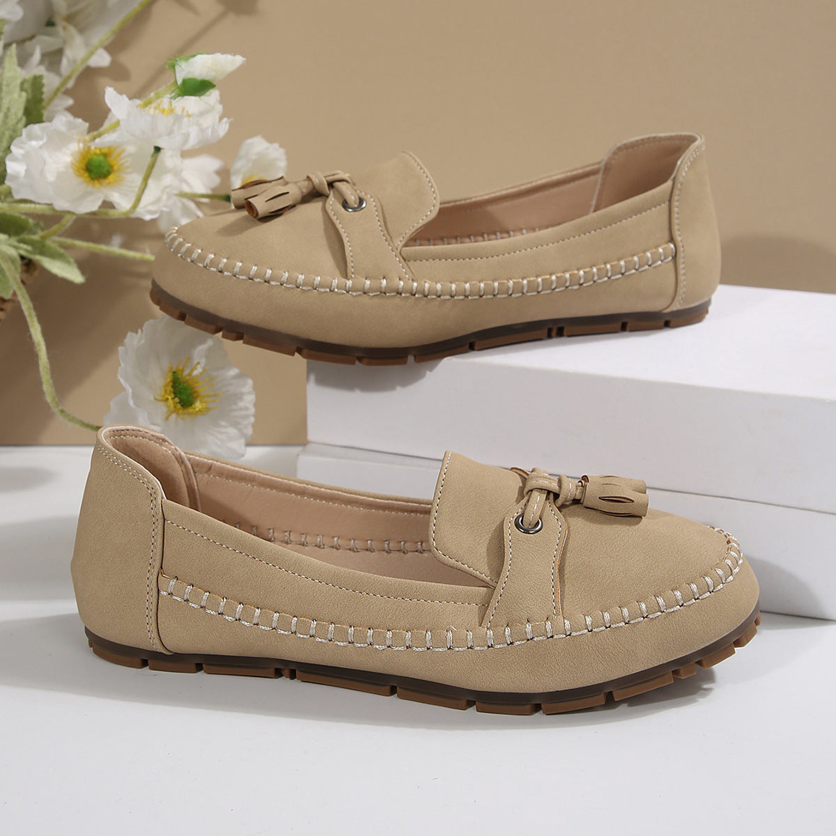 Sophia - Klassiske slip-on loafers med kvastdetaljer