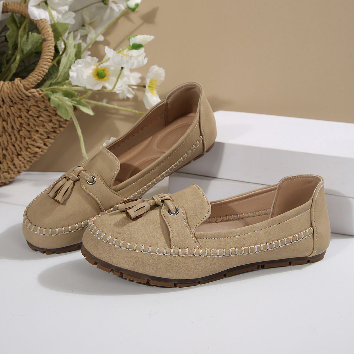 Sophia - Klassiske slip-on loafers med kvastdetaljer