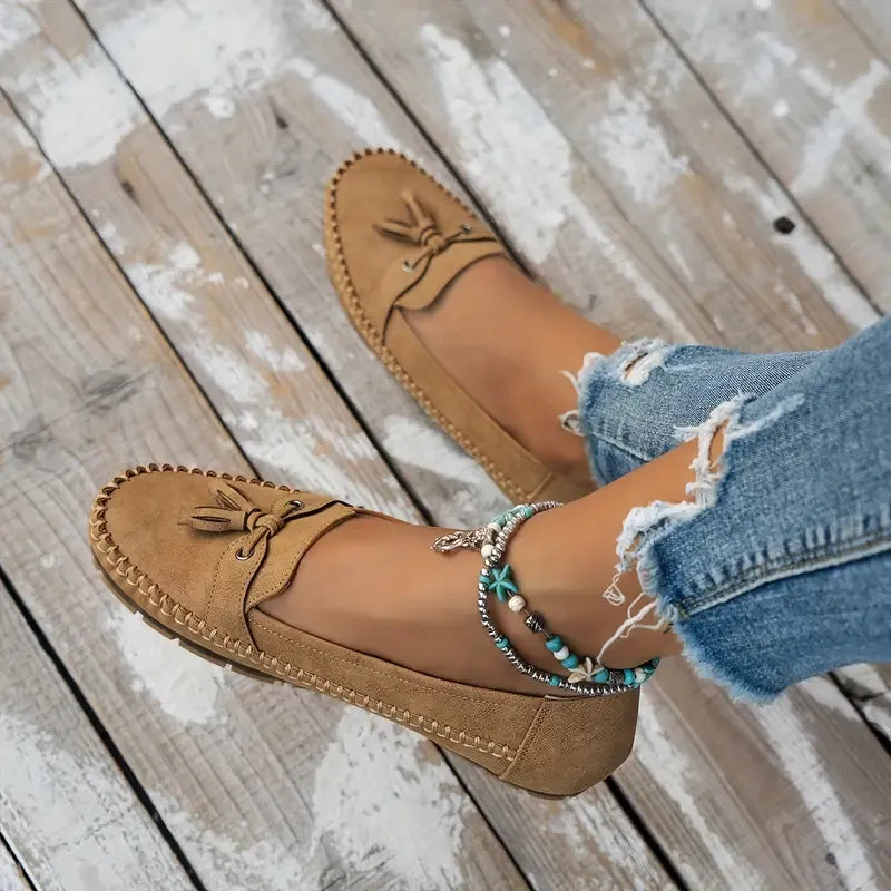 Sophia - Klassiske slip-on loafers med kvastdetaljer