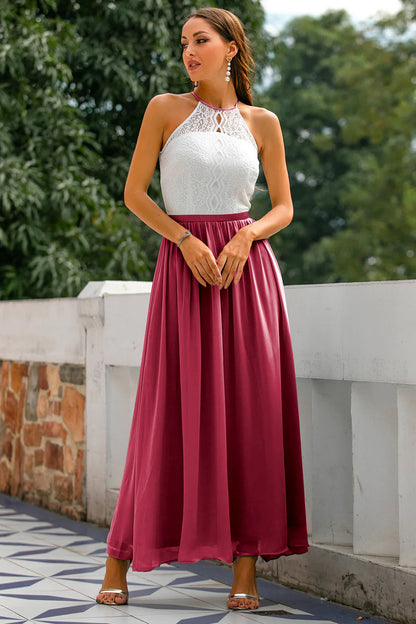 Dame Elegant Bryllupsgæst Halter Maxi Kjole