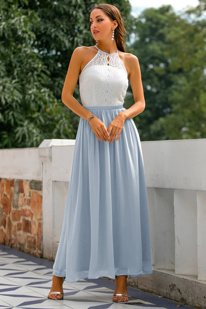 Dame Elegant Bryllupsgæst Halter Maxi Kjole