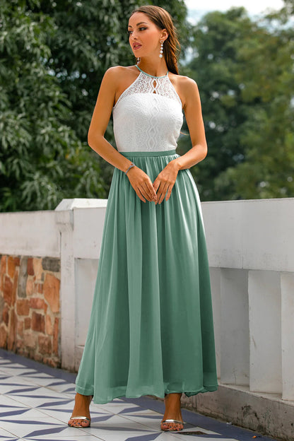 Dame Elegant Bryllupsgæst Halter Maxi Kjole