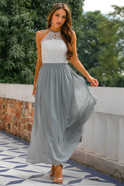 Dame Elegant Bryllupsgæst Halter Maxi Kjole
