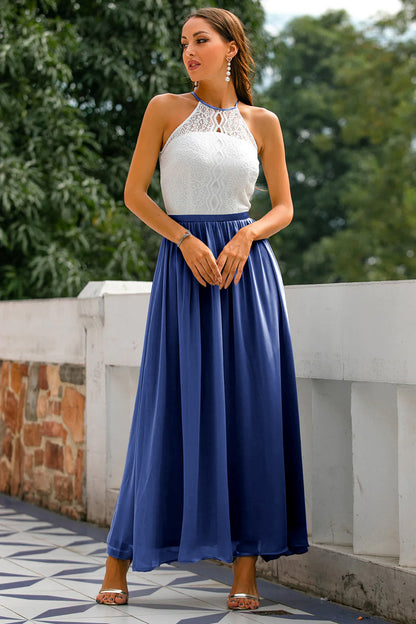 Dame Elegant Bryllupsgæst Halter Maxi Kjole