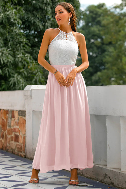 Dame Elegant Bryllupsgæst Halter Maxi Kjole