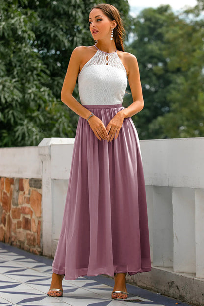 Dame Elegant Bryllupsgæst Halter Maxi Kjole