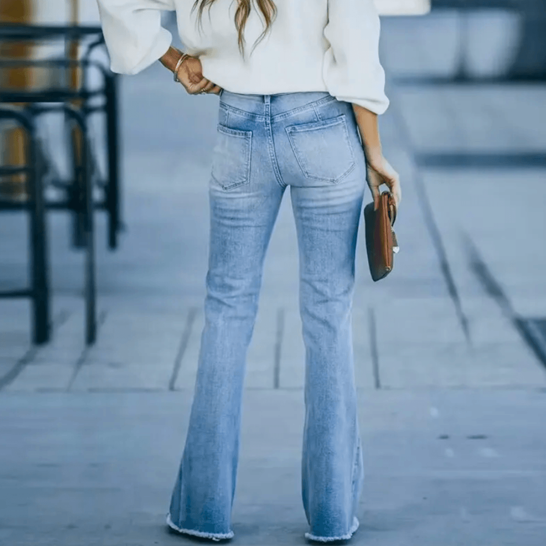 Natascha Dame Forårsjeans med Høj Talje og Lige Ben
