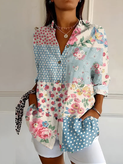 Elegant Casual Stilfuld Blomstret Skjorte
