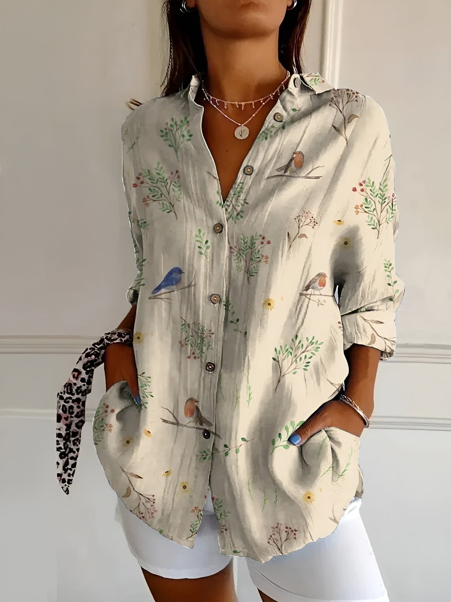Elegant Casual Stilfuld Blomstret Skjorte