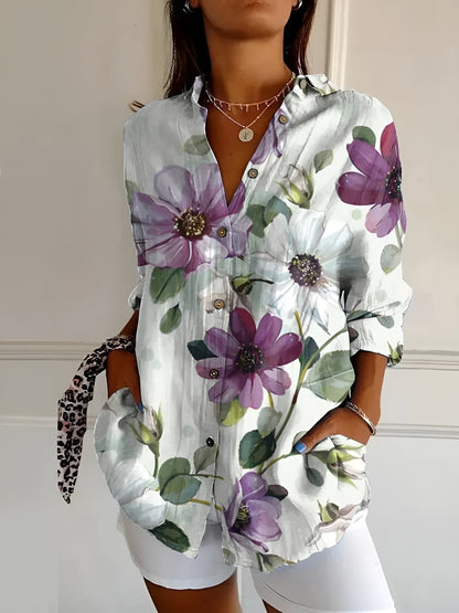 Elegant Casual Stilfuld Blomstret Skjorte