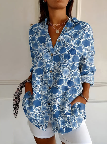 Elegant Casual Stilfuld Blomstret Skjorte