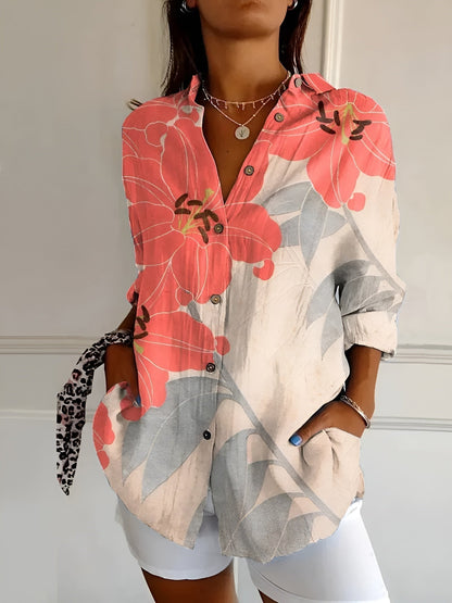 Elegant Casual Stilfuld Blomstret Skjorte