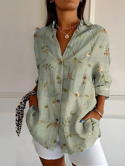 Elegant Casual Stilfuld Blomstret Skjorte