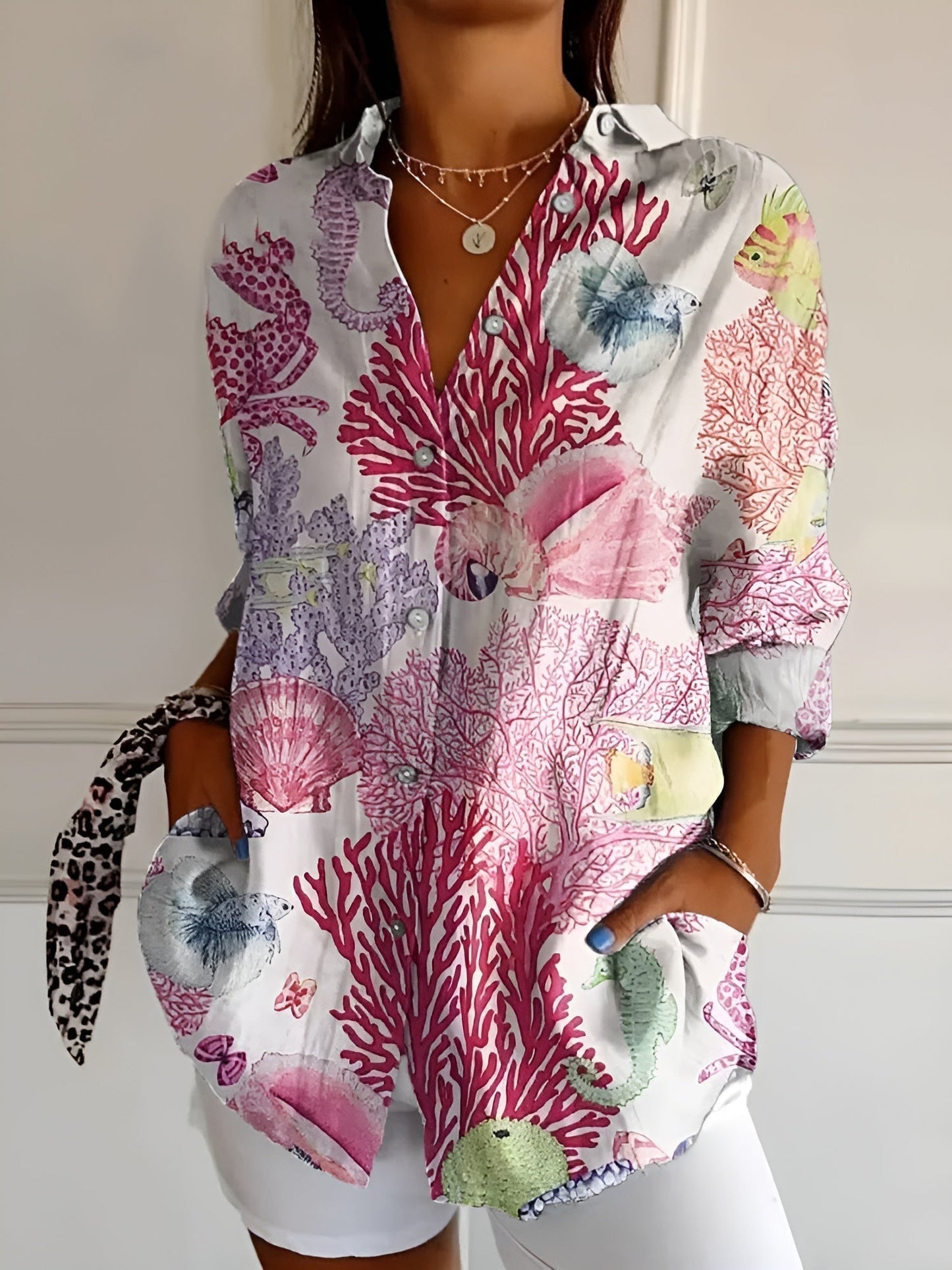 Elegant Casual Stilfuld Blomstret Skjorte