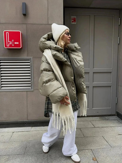 Karin | Oversize Vatteret Jakke Med Høj Krave