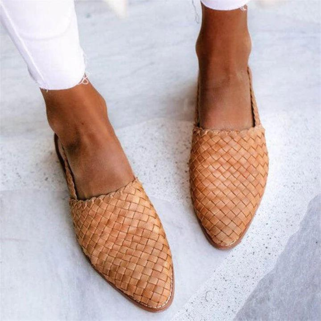 Dame Komfortable Slip-On Vævede Flade Loafers