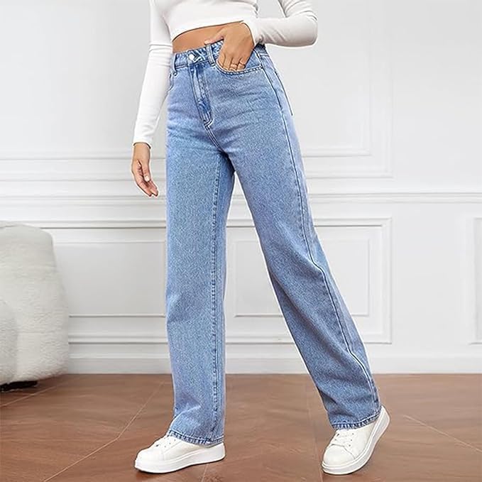 Dame Høj Talje Wide Leg Jeans
