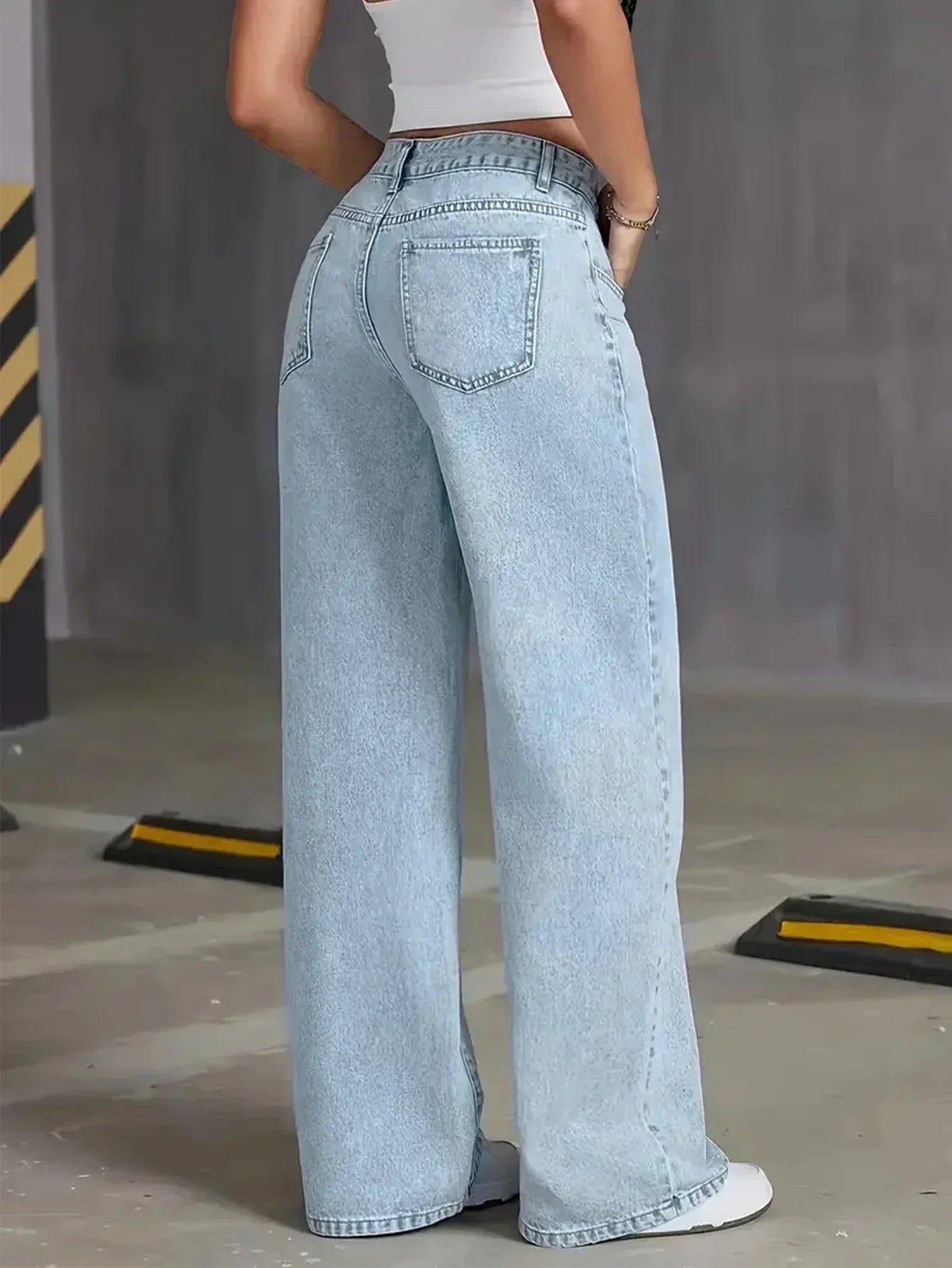 Dame Komfortable Lysvaskede Wide Leg Jeans