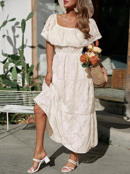 Dame Off Shoulder Lagdelt Maxi Kjole Til Bryllupsgæst