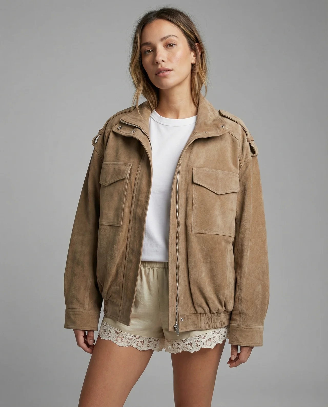 Gunilla | Vintage inspireret khaki bomber jakke med sporty stil